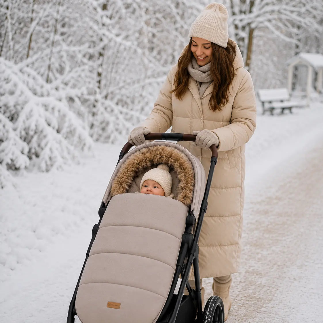 Winterfußsack wasserabweisend mit Fell für Kinderwagen | AUSLAUFMODELL