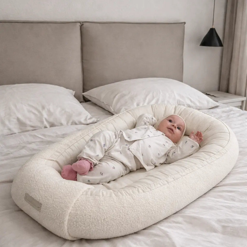 Babynest Bouclé beige – kuschelig & mitwachsend