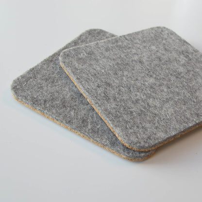Felt and cork coasters | Set of 2 | 10 x 10 cm | light gray