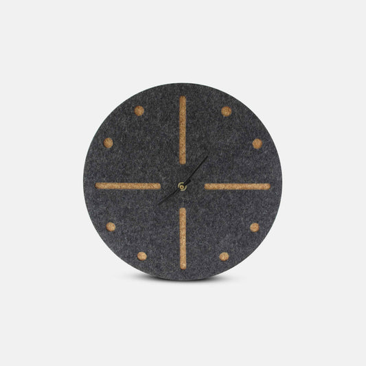 Felt and cork wall clock 30 cm | anthracite - black | Design: Odense
