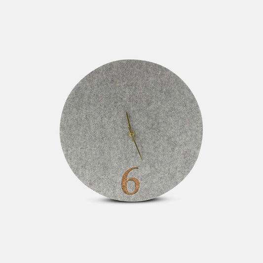 Felt and cork wall clock, 30 cm | light grey - gold | Design: Aarhus