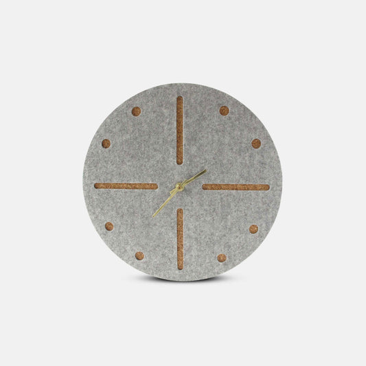 Felt and cork wall clock, 30 cm | light grey - gold | Design: Odense