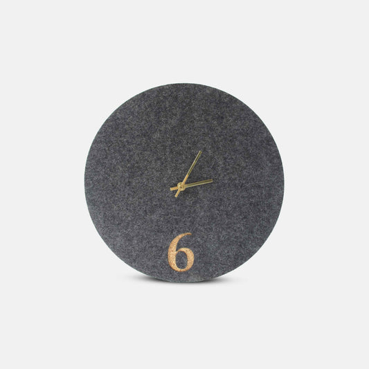 Felt and cork wall clock, 30 cm | anthracite - gold | Design: Aarhus