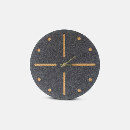 Felt and cork wall clock, 30 cm | anthracite - gold | Design: Odense