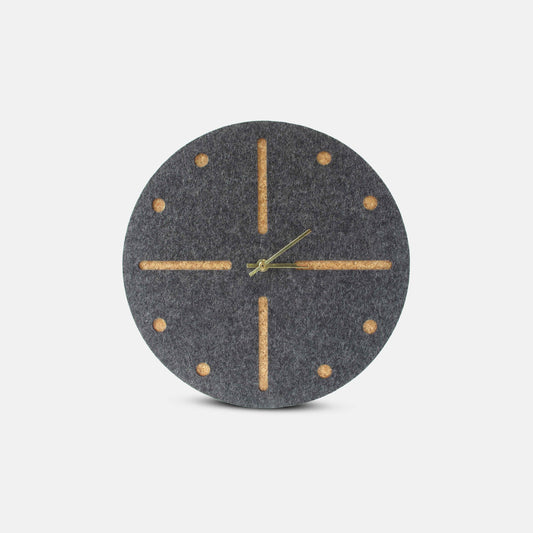 Felt and cork wall clock, 30 cm | anthracite - gold | Design: Odense