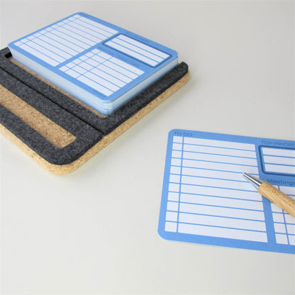 "ToDo" note holder including 50 cards and wooden ballpoint pen | made of felt and cork | anthracite