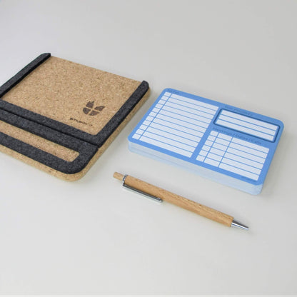 "ToDo" note holder including 50 cards and wooden ballpoint pen | made of felt and cork | anthracite