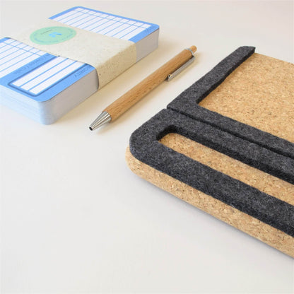 "ToDo" note holder including 50 cards and wooden ballpoint pen | made of felt and cork | anthracite