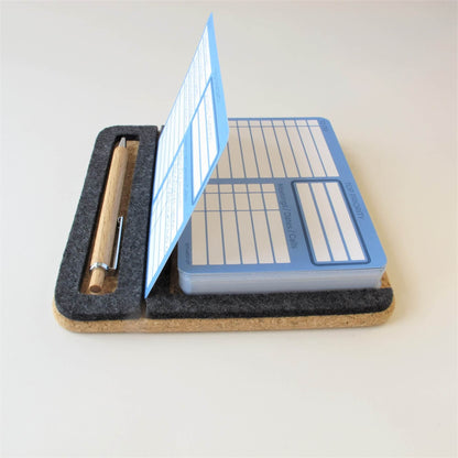 "ToDo" note holder including 50 cards and wooden ballpoint pen | made of felt and cork | anthracite