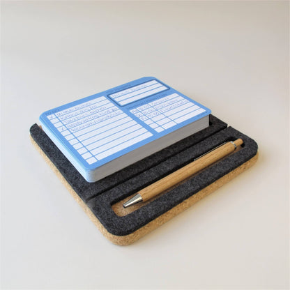 "ToDo" note holder including 50 cards and wooden ballpoint pen | made of felt and cork | anthracite