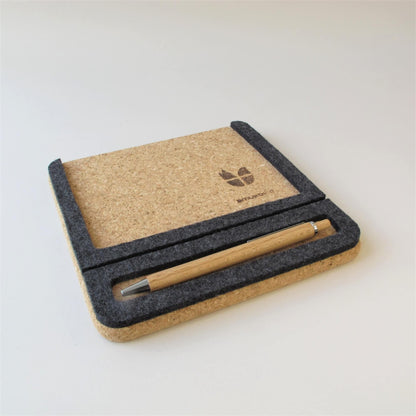 "ToDo" note holder including 50 cards and wooden ballpoint pen | made of felt and cork | anthracite