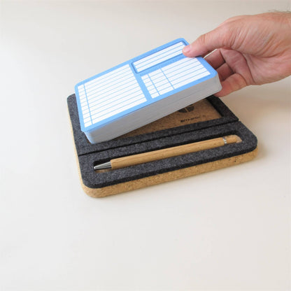"ToDo" note holder including 50 cards and wooden ballpoint pen | made of felt and cork | anthracite