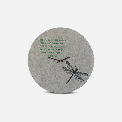 Felt and cork wall clock 30 cm | Design "Libelle" by Anja Streese
