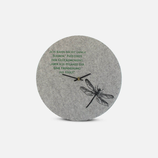Felt and cork wall clock 30 cm | Design "Libelle" by Anja Streese