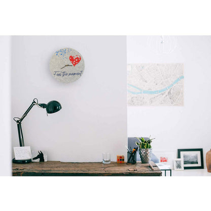Felt and cork wall clock, 30 cm | Design "Heart" by Anja Streese