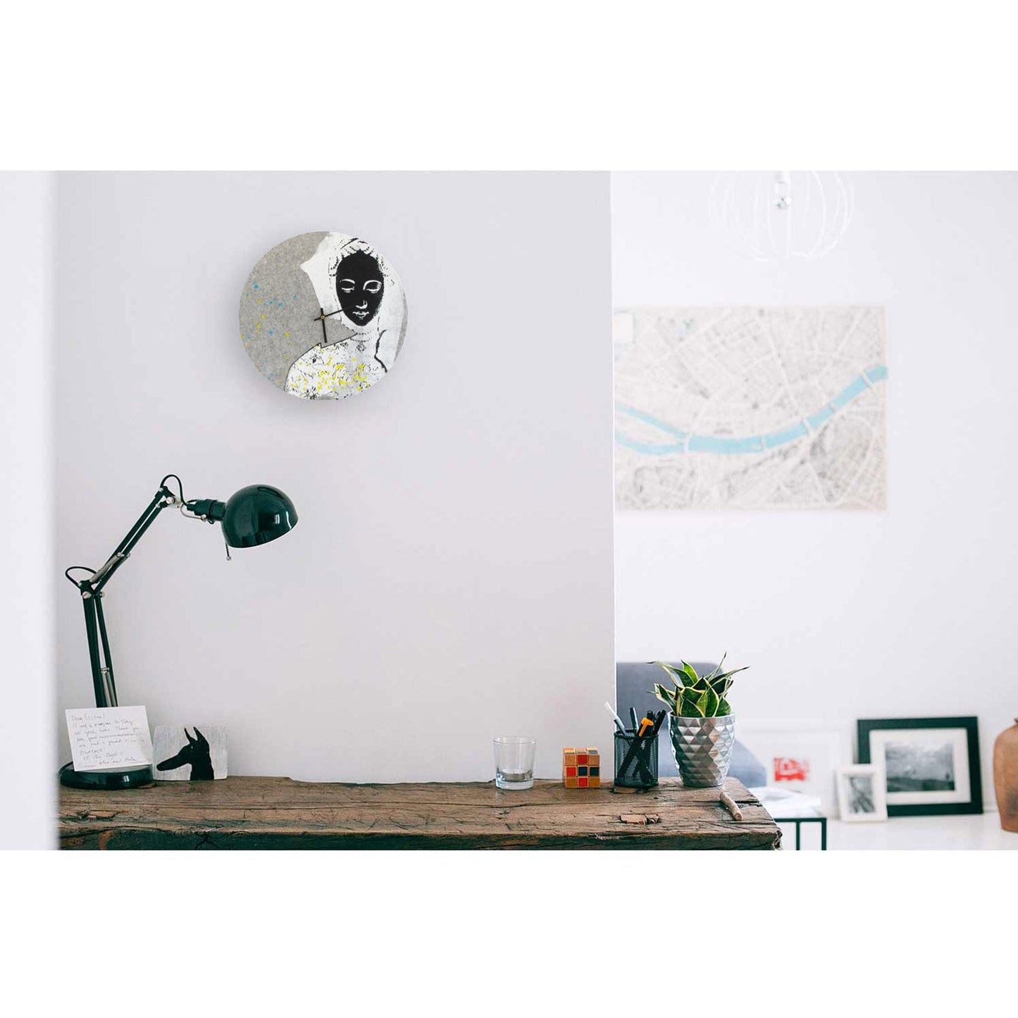 Felt and cork wall clock, 30 cm | Design "Woman" by Anja Streese