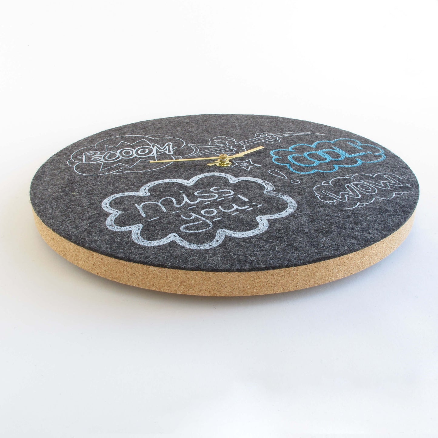 Felt and cork wall clock, 30 cm | Design "Cool" by Anja Streese