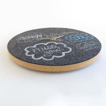 Felt and cork wall clock, 30 cm | Design "Cool" by Anja Streese