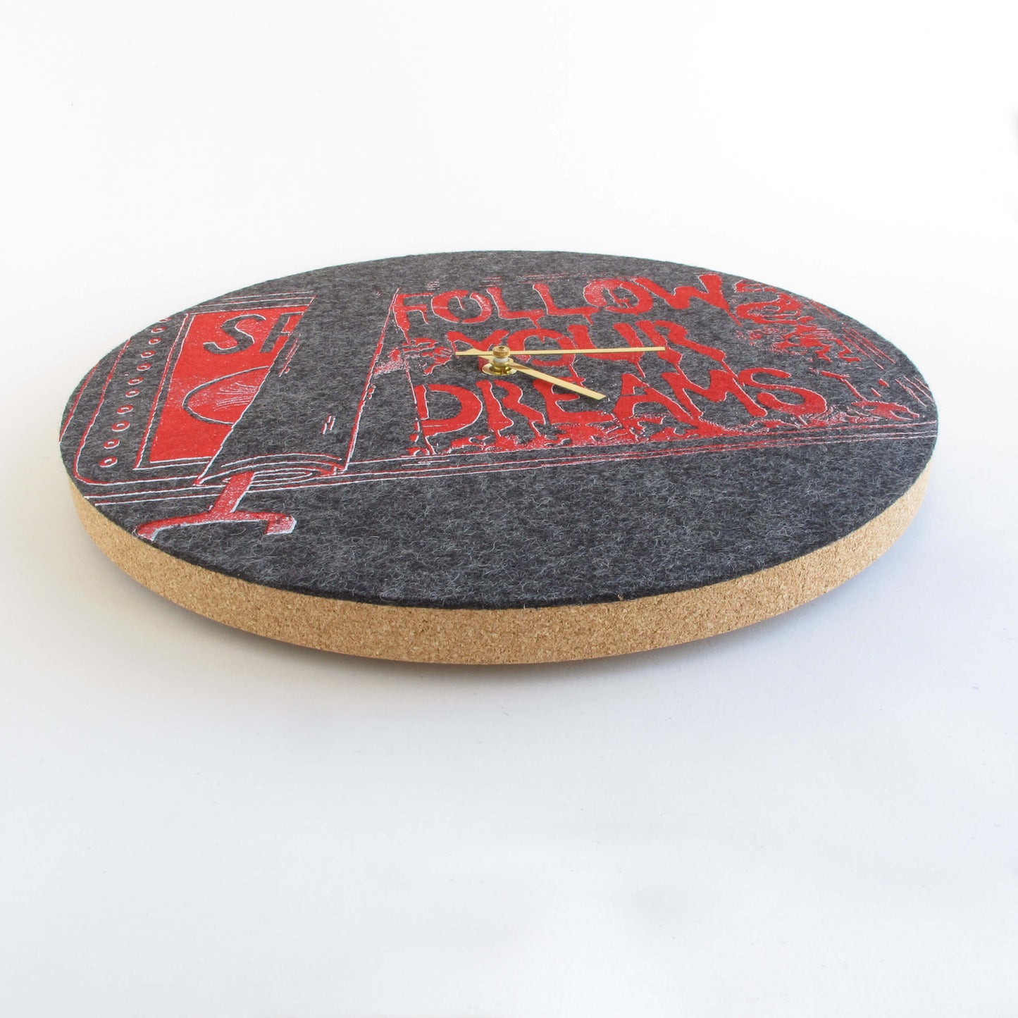 Felt and cork wall clock, 30 cm | Design "Dreams" by Anja Streese