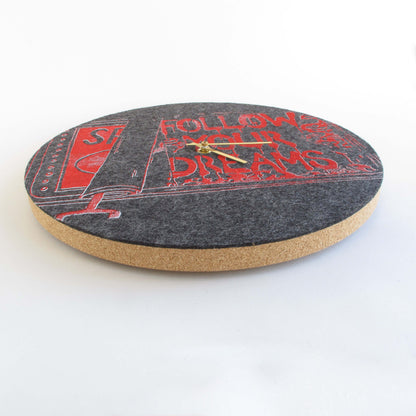 Felt and cork wall clock, 30 cm | Design "Dreams" by Anja Streese