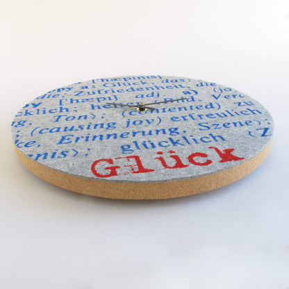 Felt and cork wall clock, 30 cm | Design "Glück" by Anja Streese