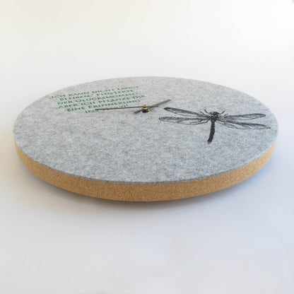 Felt and cork wall clock 30 cm | Design "Libelle" by Anja Streese