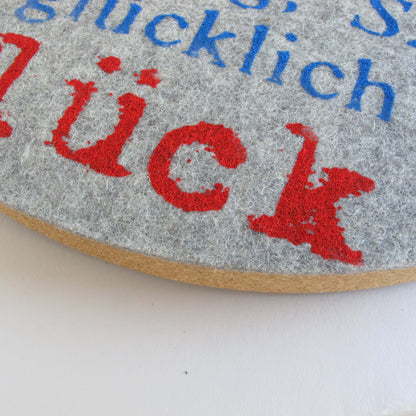 Felt and cork wall clock, 30 cm | Design "Glück" by Anja Streese