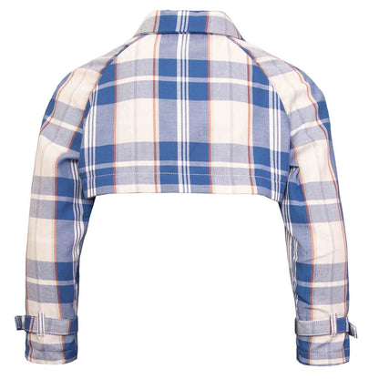 Kids Bolero Jacke in Blau und Weiß Karomuster