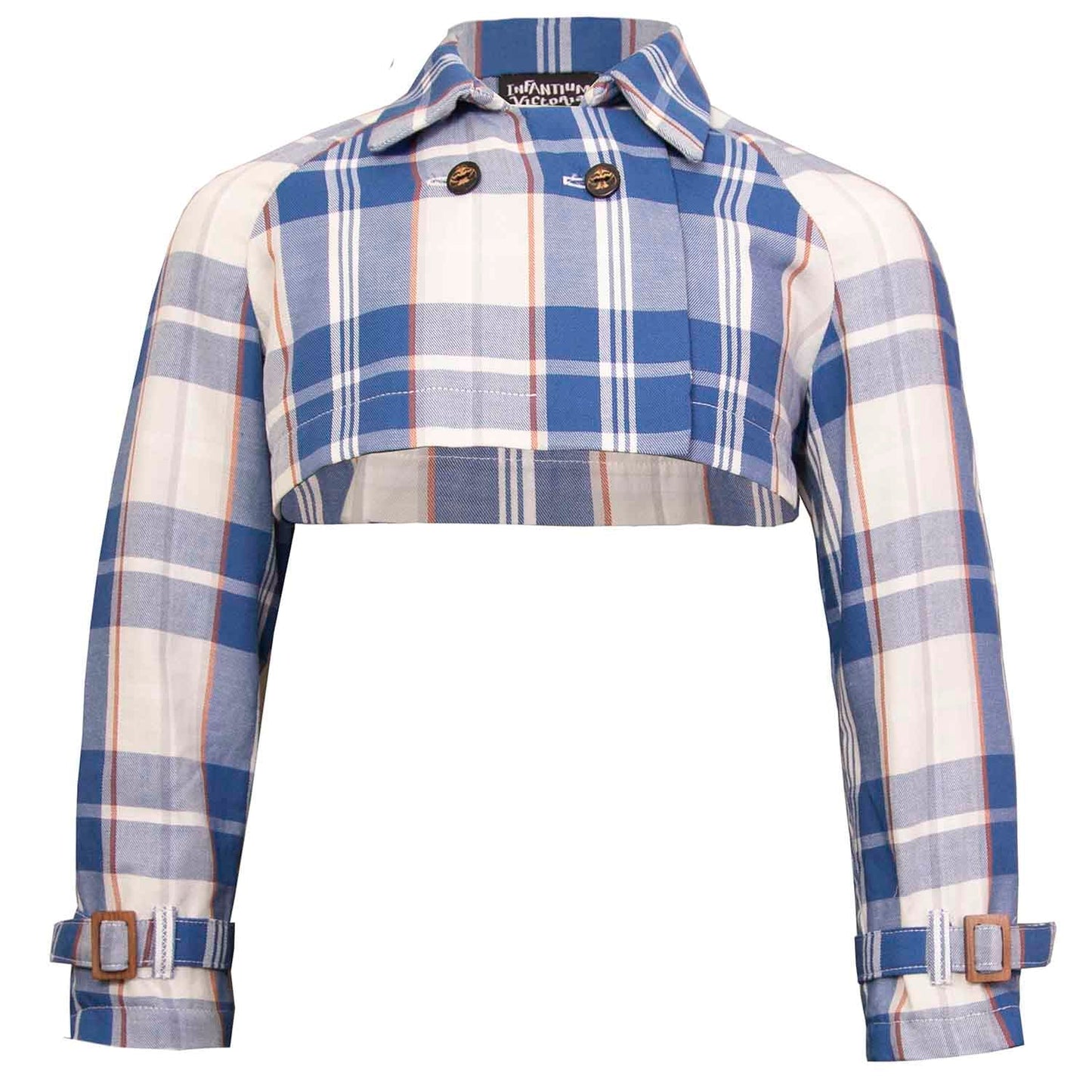 Kids Bolero Jacke in Blau und Weiß Karomuster
