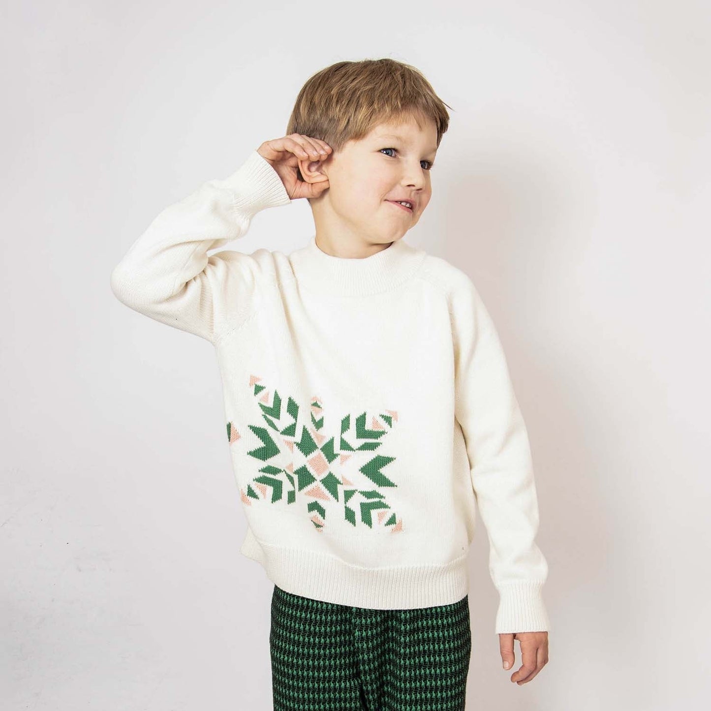 Ökologischer Baumwolle Weihnachts-Pullover Schneeflocke