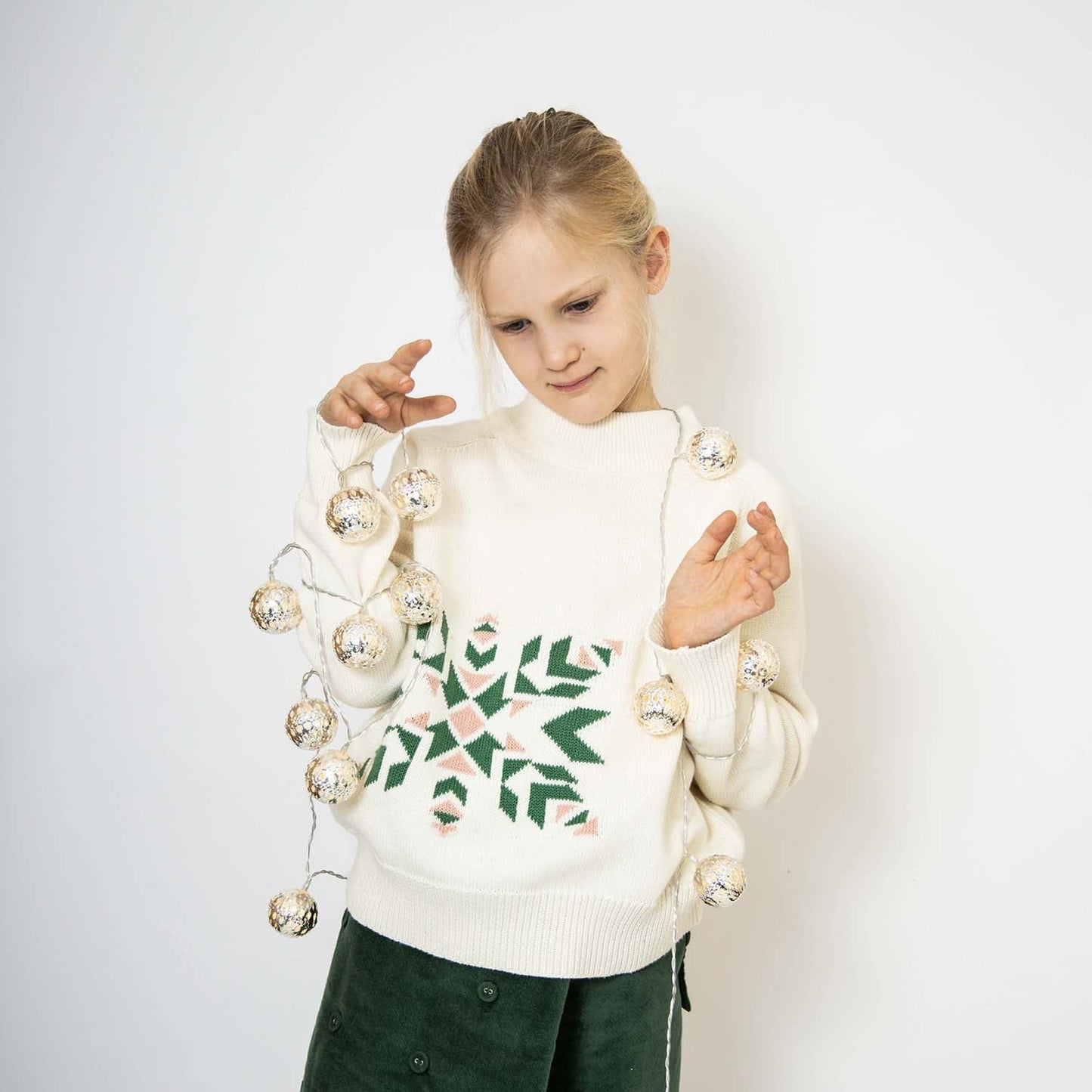 Ökologischer Baumwolle Weihnachts-Pullover Schneeflocke