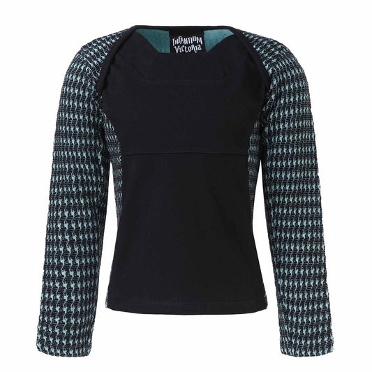 Modisches Langarmshirt für Damen in Schwarz und Blau