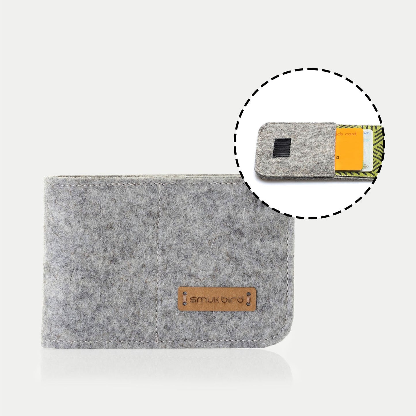 EC card holder made of felt | light grey - Stripes