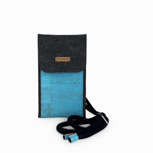 Shoulder bag for Xiaomi Redmi Note 14 | made of felt and organic cotton | anthracite - azure | KEDJA deluxe model