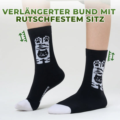 Kinder Fahrradsocken mit 5A Antibakteriell Kompressionszonen Katzenpfoten Design