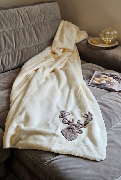 Decke Kuscheldecke Tagesdecke Wohndecke Hirsch Winter 150x200 kuschelig weich