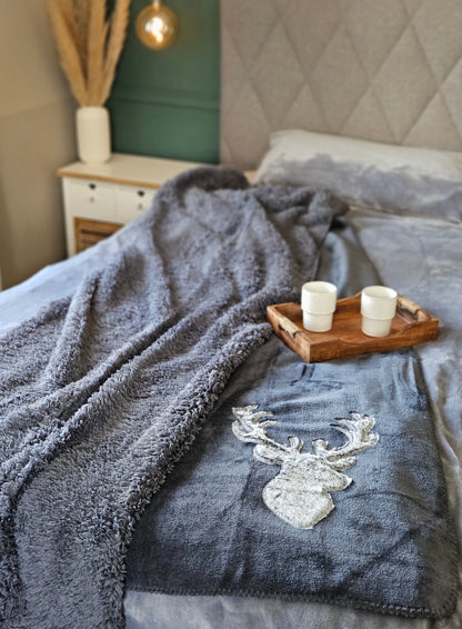 Decke Kuscheldecke Tagesdecke Wohndecke Hirsch Winter 150x200 kuschelig weich