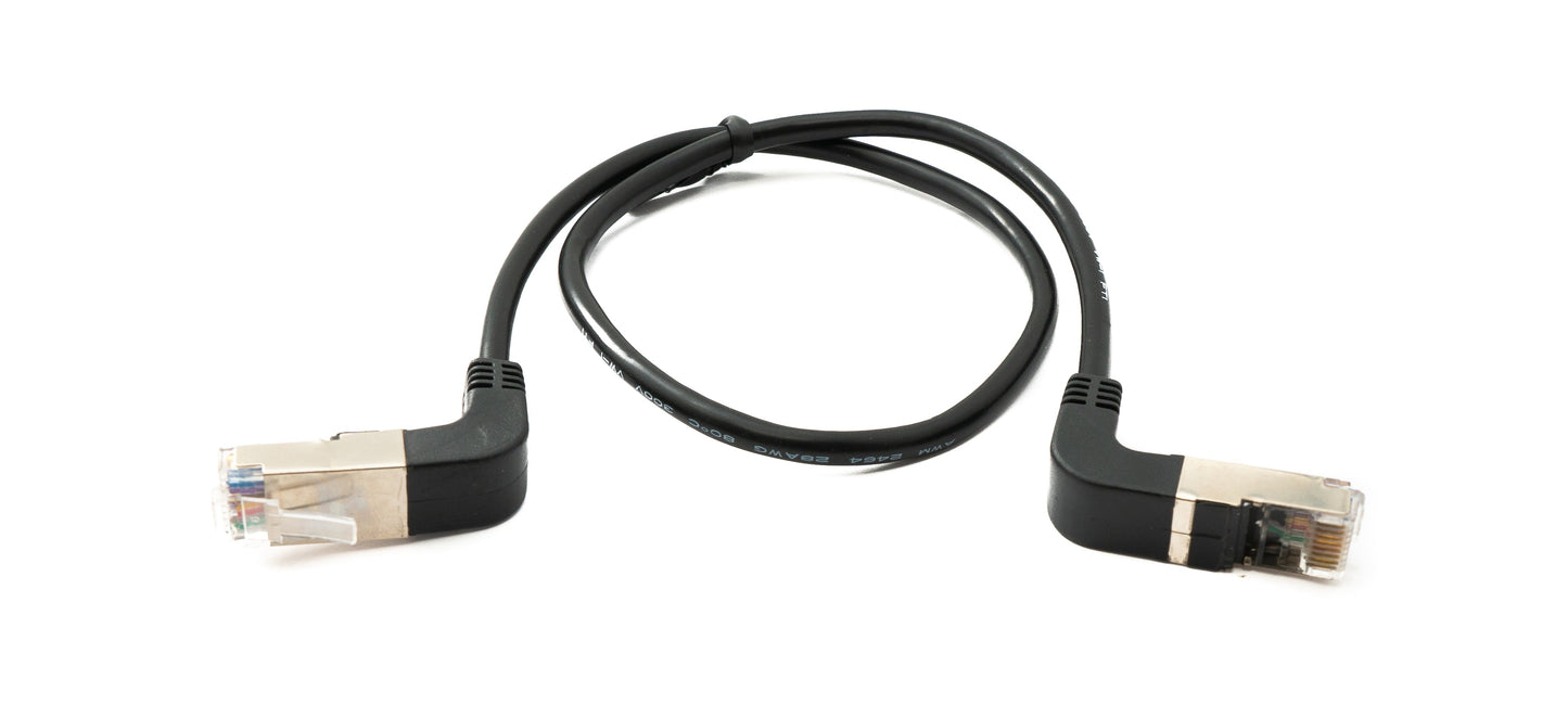 SYSTEM-S LAN Kabel 50 cm 8P8C RJ45 Stecker zu Stecker Winkel in Schwarz