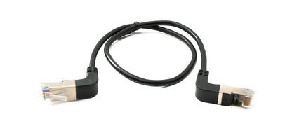 SYSTEM-S LAN Kabel 50 cm 8P8C RJ45 Stecker zu Stecker Winkel in Schwarz