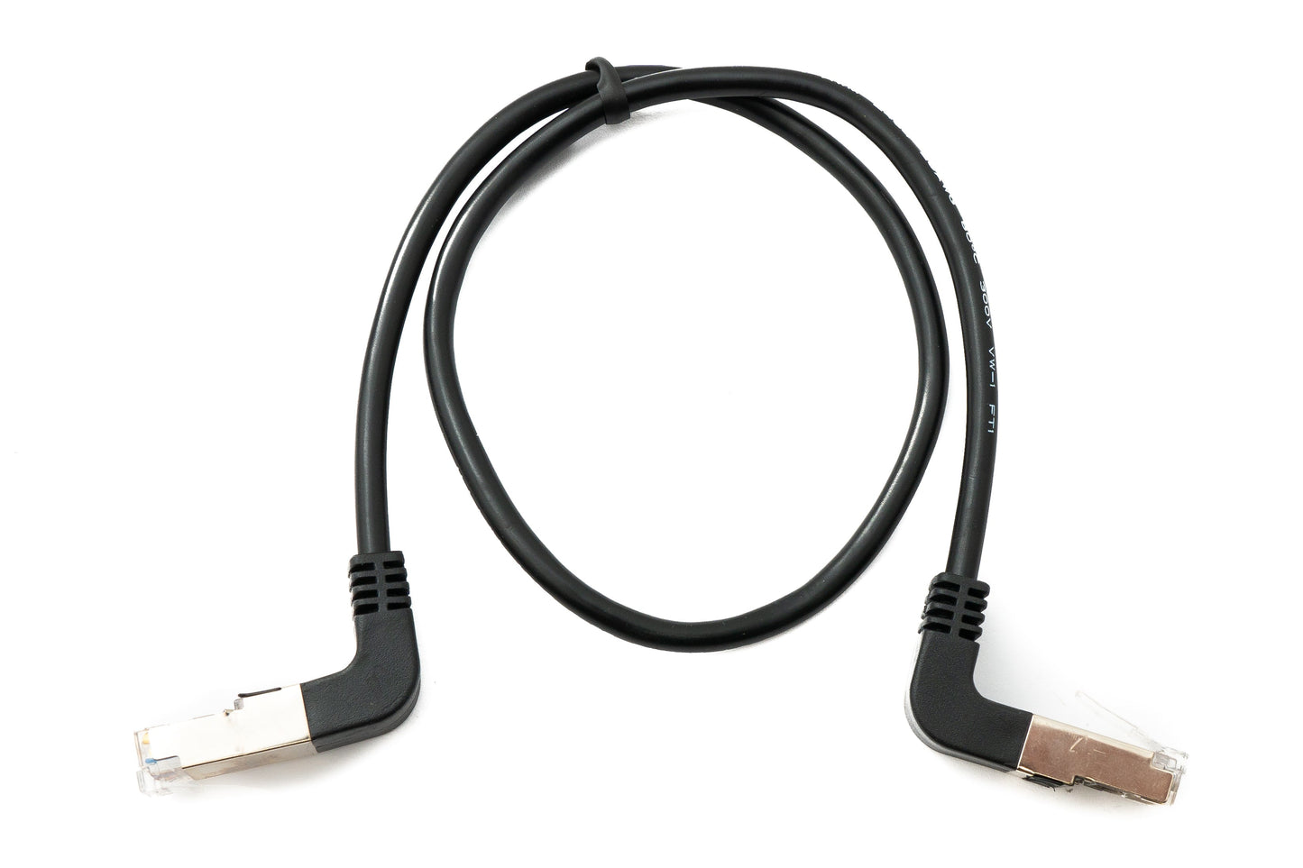 SYSTEM-S LAN Kabel 50 cm 8P8C RJ45 Stecker zu Stecker Winkel in Schwarz