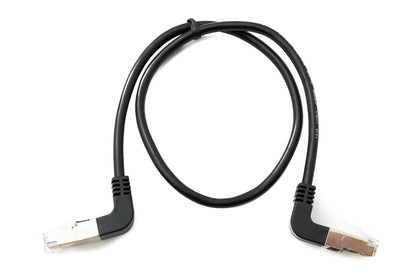 SYSTEM-S LAN Kabel 50 cm 8P8C RJ45 Stecker zu Stecker Winkel in Schwarz