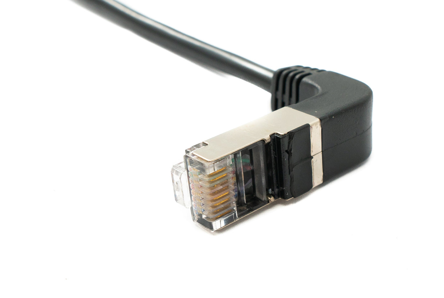 SYSTEM-S LAN Kabel 50 cm 8P8C RJ45 Stecker zu Stecker Winkel in Schwarz