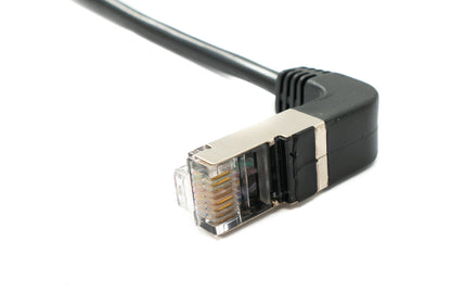 SYSTEM-S LAN Kabel 50 cm 8P8C RJ45 Stecker zu Stecker Winkel in Schwarz