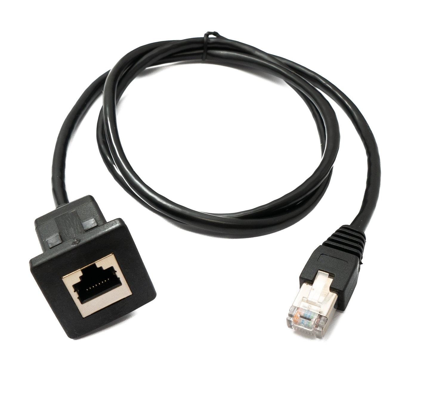 SYSTEM-S LAN Kabel 100 cm RJ45 Stecker zu Buchse Square Dash Panel Mount Cat6