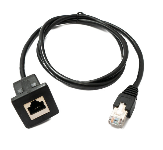 SYSTEM-S LAN Kabel 100 cm RJ45 Stecker zu Buchse Square Dash Panel Mount Cat6