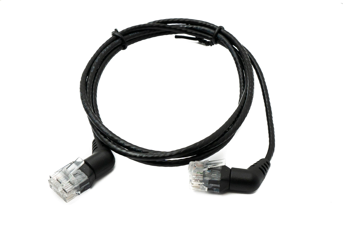 SYSTEM-S LAN Kabel 100 cm 8P8C RJ45 Stecker zu Stecker Winkel in Schwarz