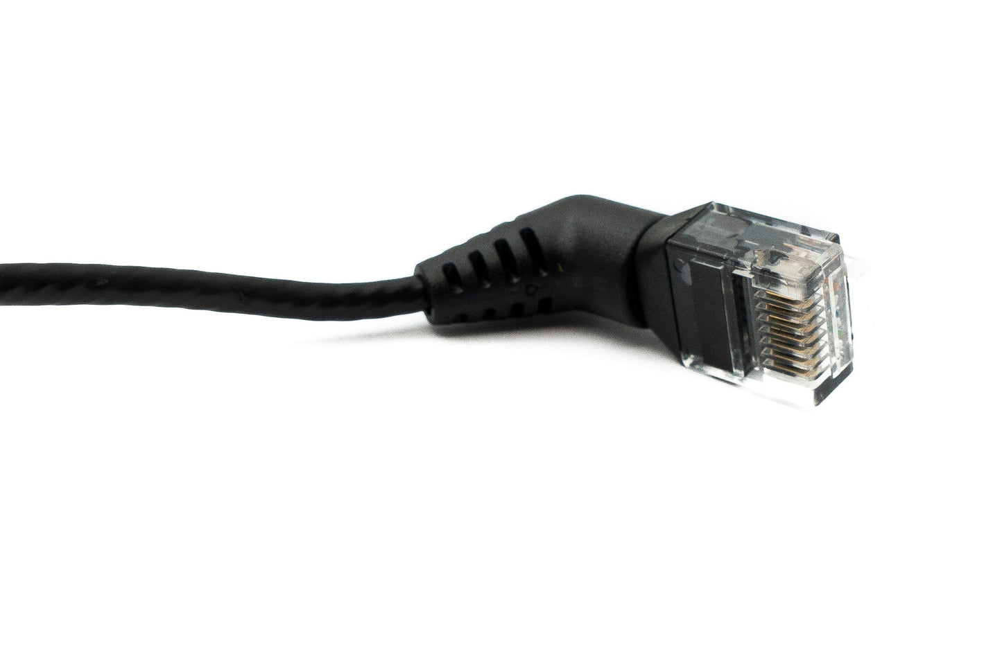 SYSTEM-S LAN Kabel 25 cm 8P8C RJ45 Stecker zu Stecker Winkel in Schwarz