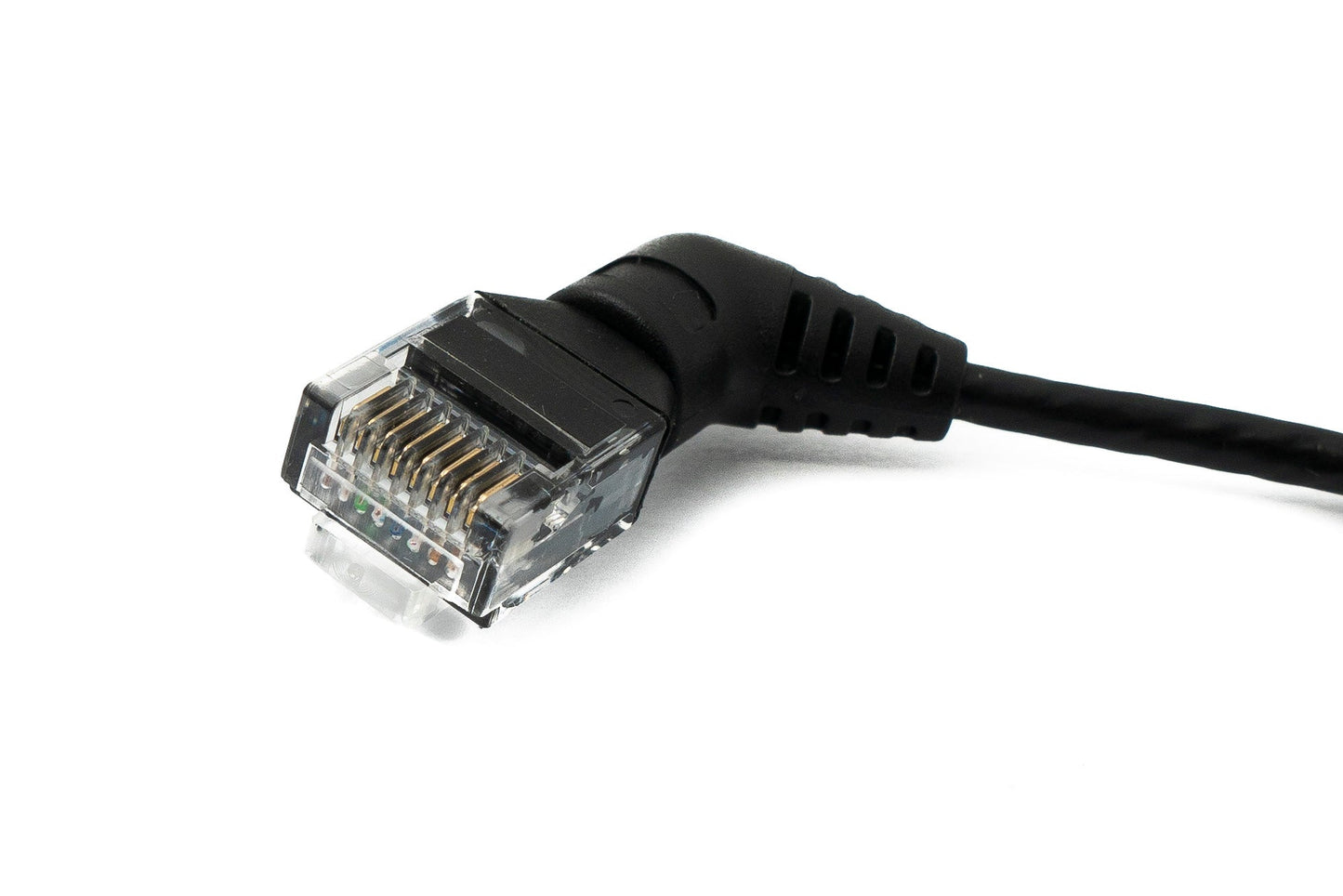 SYSTEM-S LAN Kabel 50 cm 8P8C RJ45 Stecker zu Stecker Winkel in Schwarz
