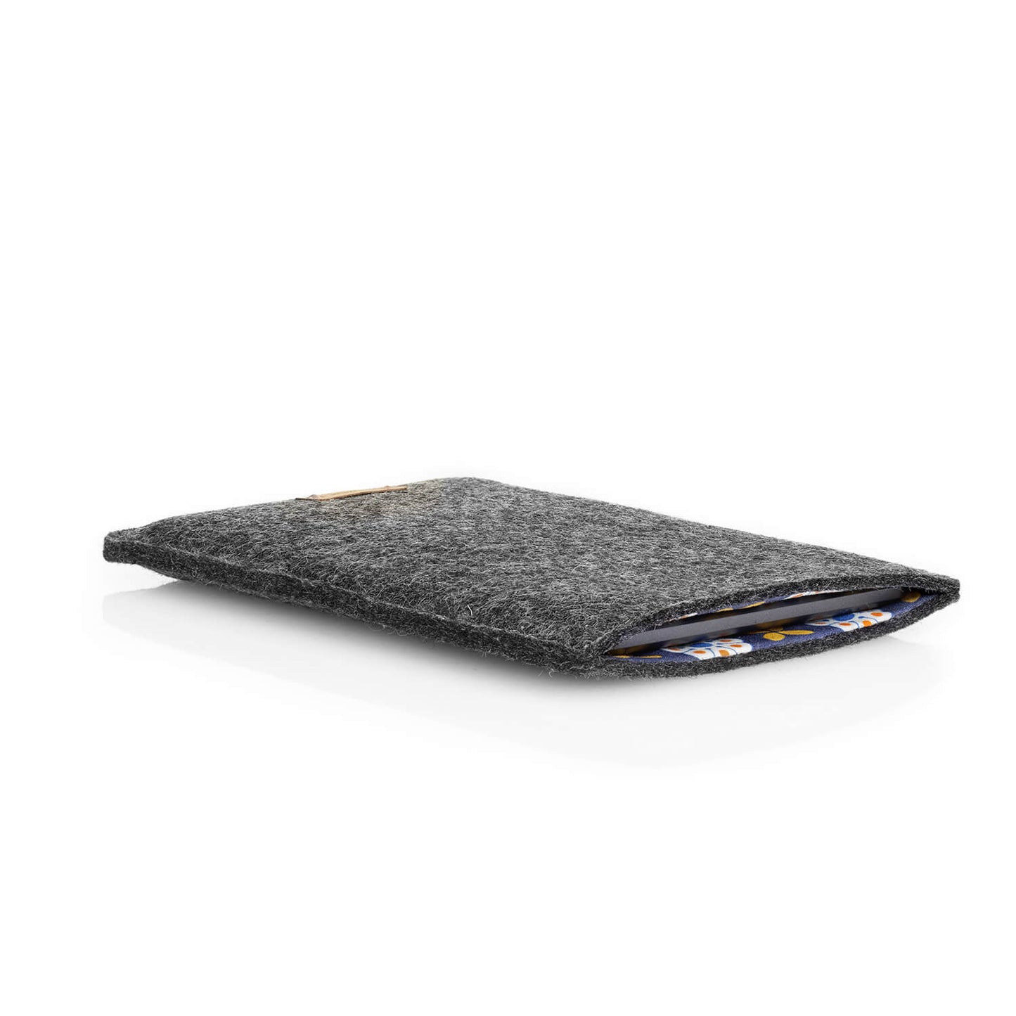Hülle für Kindle Scribe | aus Filz und Bio-Baumwolle | anthrazit - bloom | Modell "LET"