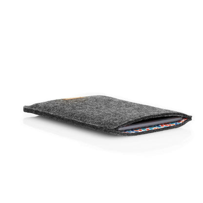Hülle für Kindle Oasis 10 | aus Filz und Bio-Baumwolle | anthrazit - colorful | Modell "LET"